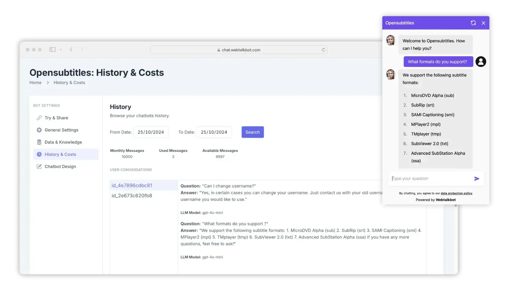 Preview of AI Chatbot for Website